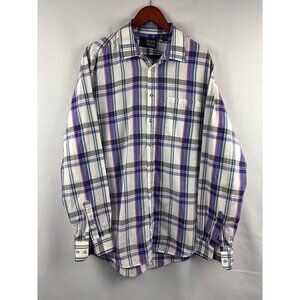 Michael Morgan Mens XLT Plaid Button-Up Shirt Cotton & Polyester Blend